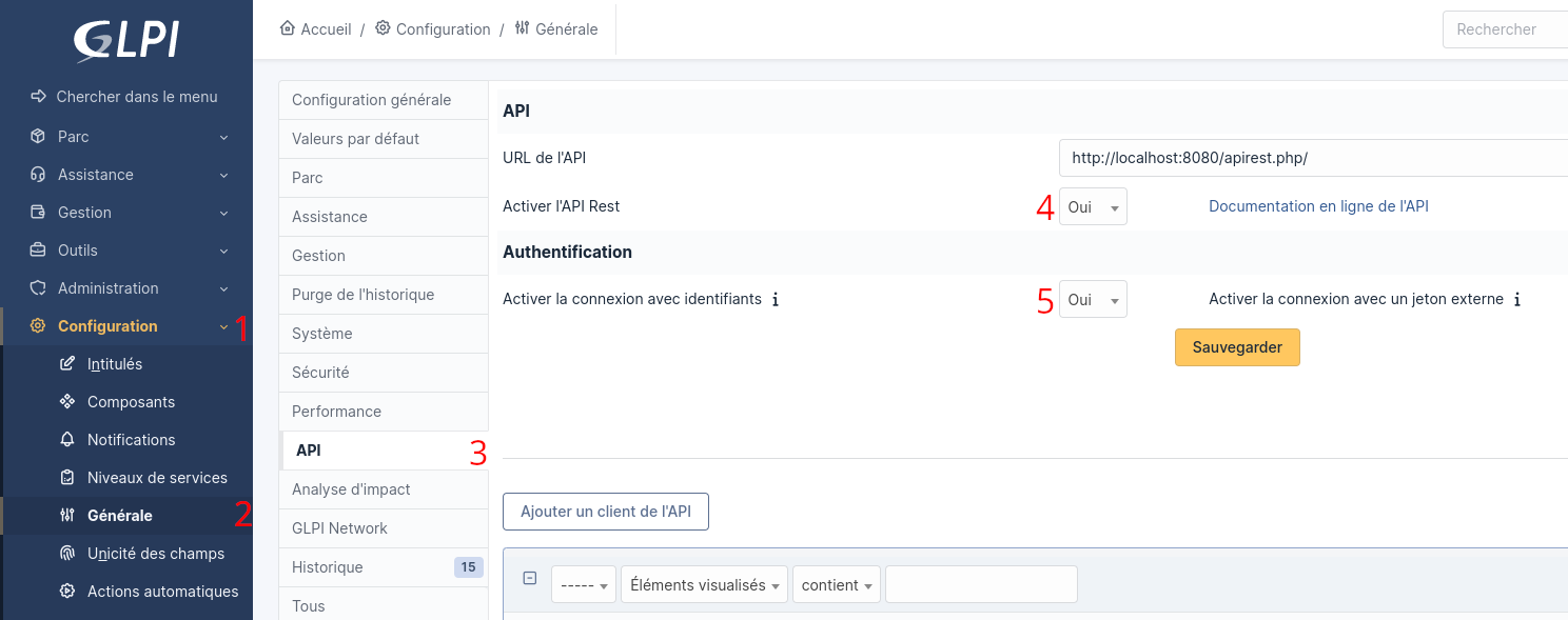 activer l&#39;api