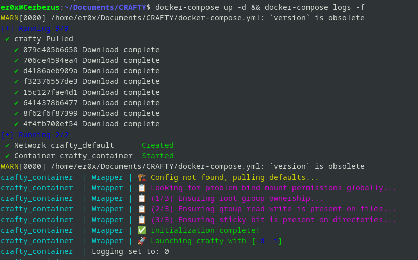 installation de crafty à l&#39;aide de docker