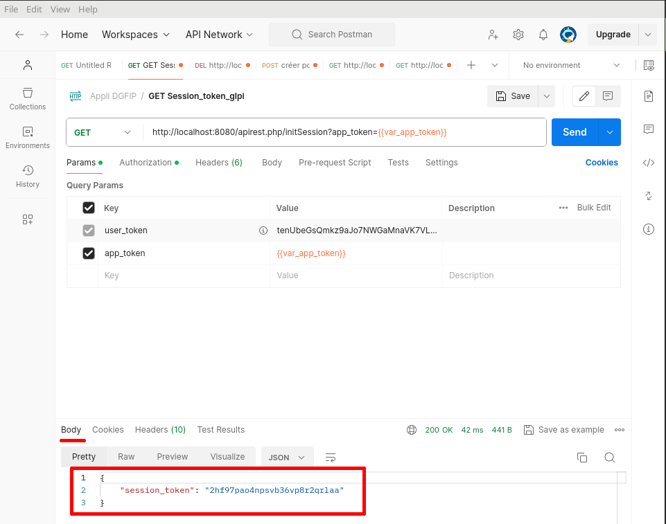 postman session token