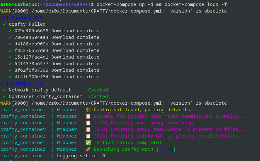 installation de crafty à l’aide de docker